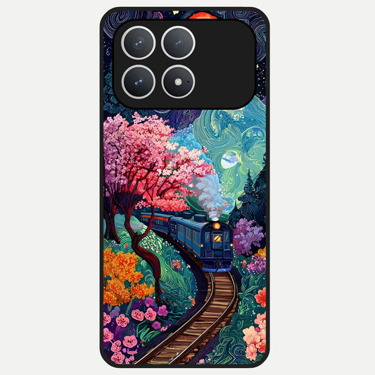  Celestial Train Journey Glass Case For Poco F8 Pro back cover – full design glossy printed glass finish