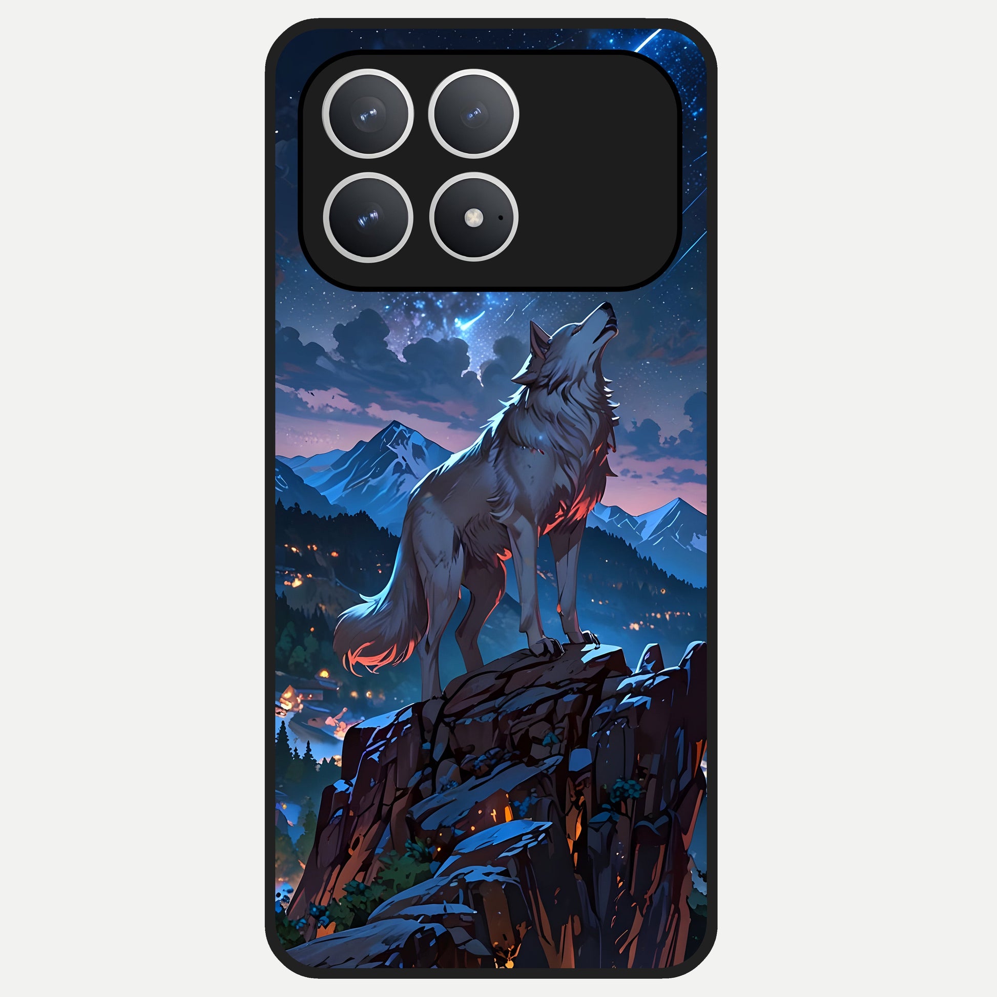  Celestial Wolf Howl Glass Case For Poco F8 Pro back cover – full design glossy printed glass finish