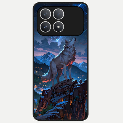  Celestial Wolf Howl Glass Case For Poco F8 Pro back cover – full design glossy printed glass finish