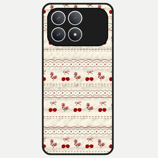  Cherry Bloom Charm Glass Case For Poco F8 Pro back cover – full design glossy printed glass finish