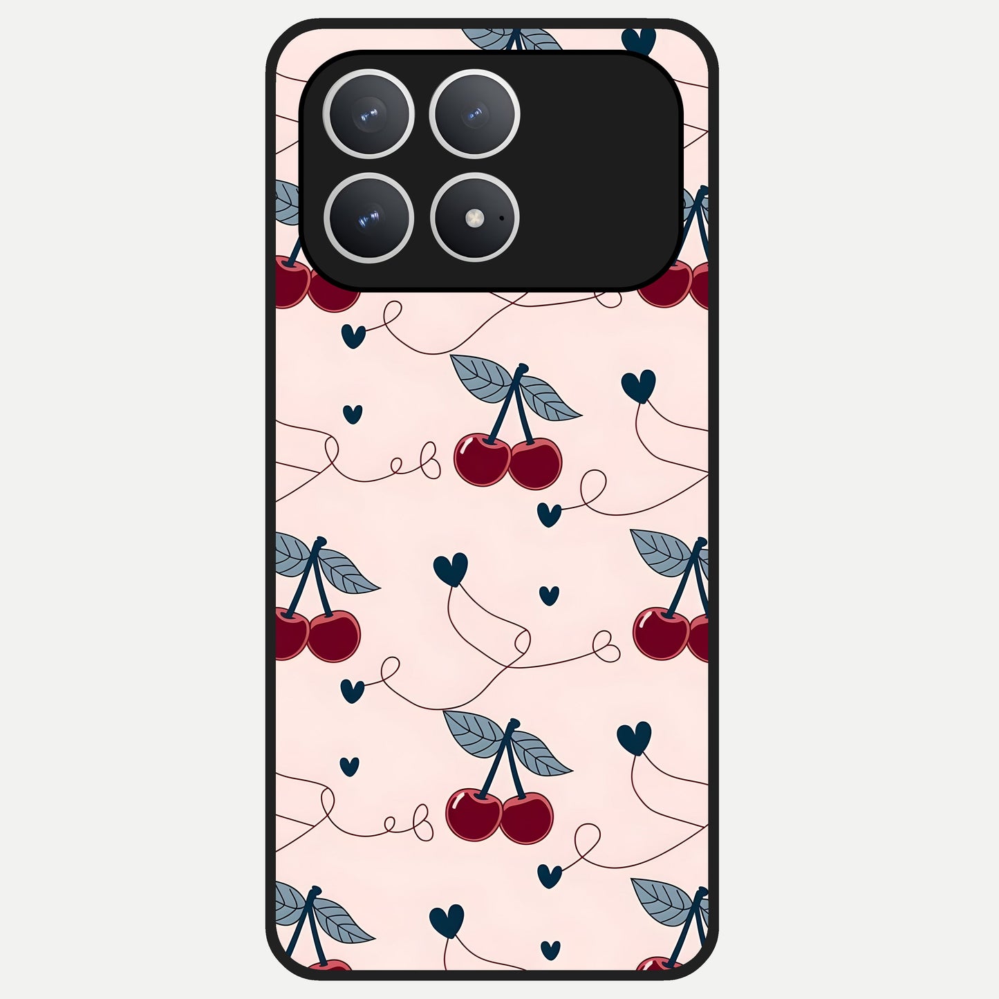  Cherry Heart Line Glass Case For Poco F8 Pro back cover – full design glossy printed glass finish