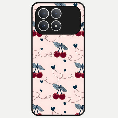  Cherry Heart Line Glass Case For Poco F8 Pro back cover – full design glossy printed glass finish