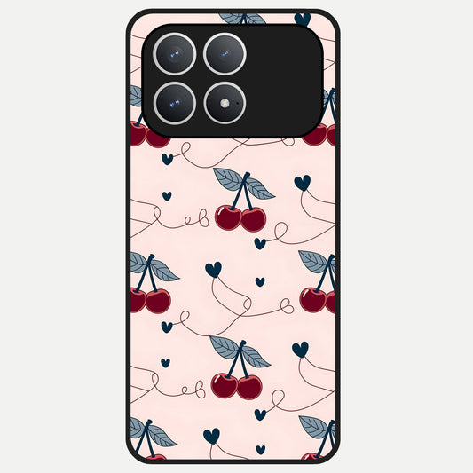  Cherry Heart Line Glass Case For Poco F8 Pro back cover – full design glossy printed glass finish