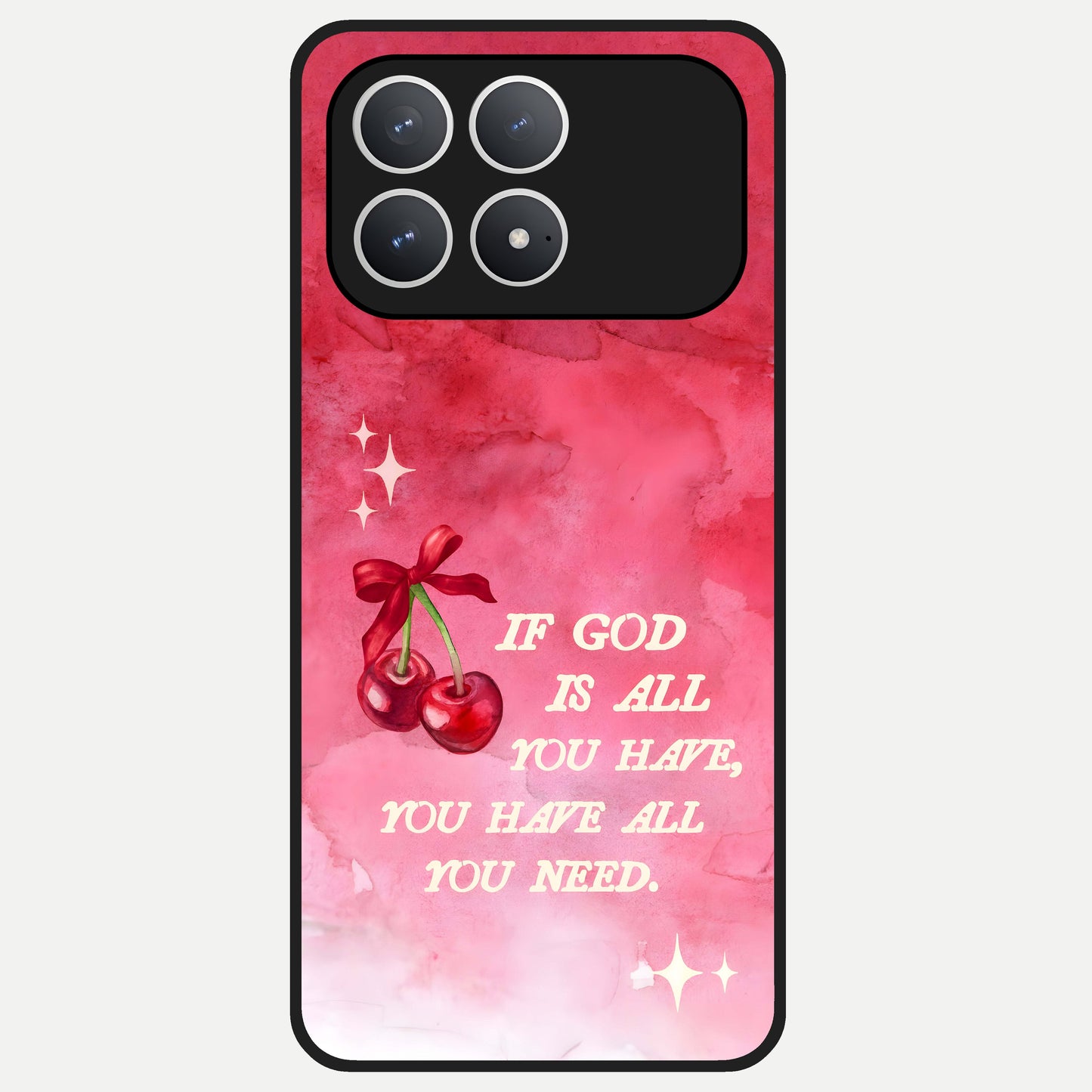  Cherry Quote Glass Case For Poco F8 Pro back cover – full design glossy printed glass finish