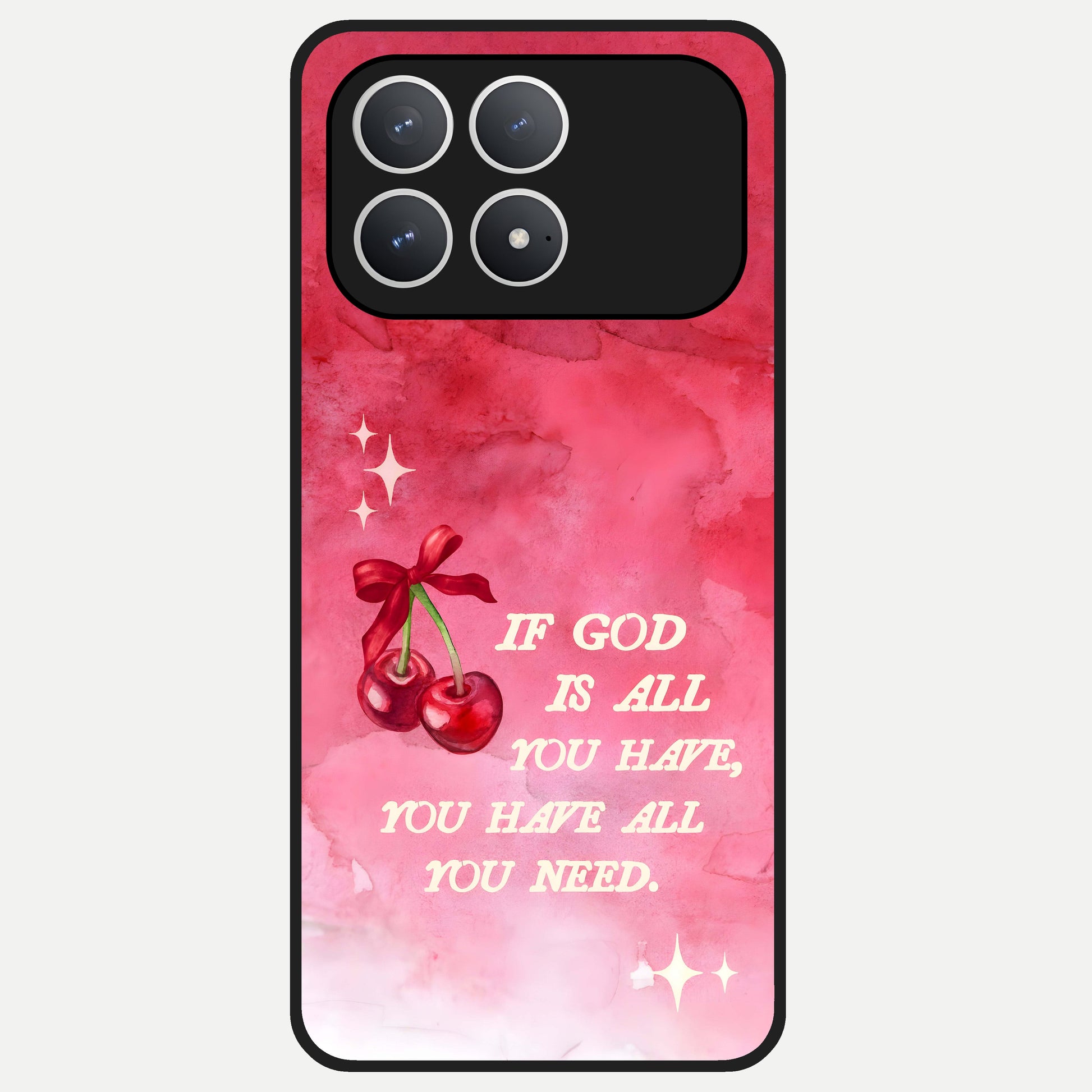  Cherry Quote Glass Case For Poco F8 Pro back cover – full design glossy printed glass finish
