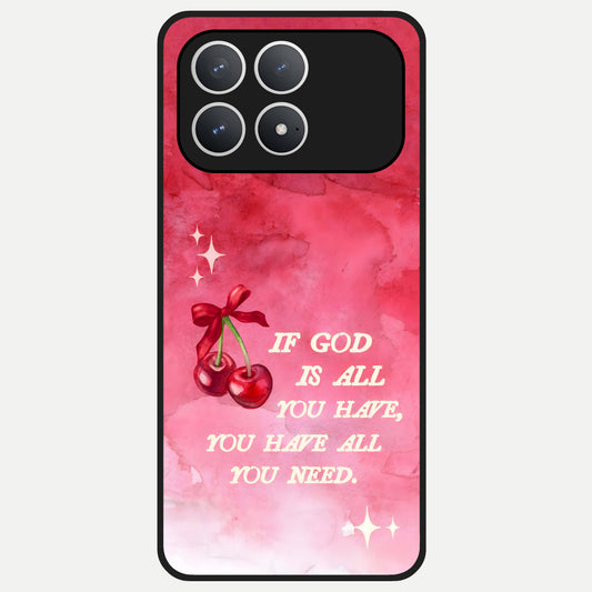 Cherry Quote Glass Case For Poco F8 Pro back cover – full design glossy printed glass finish
