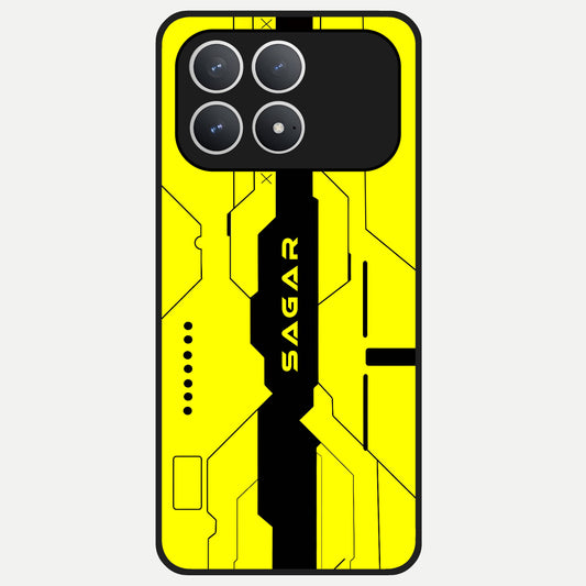  Circuit CYBERPUNK Custom Name Glass Case For Poco F8 Pro back cover – full design glossy printed glass finish