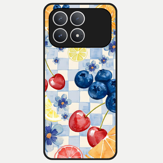  Citrus Bloom Joy Glass Case For Poco F8 Pro back cover – full design glossy printed glass finish