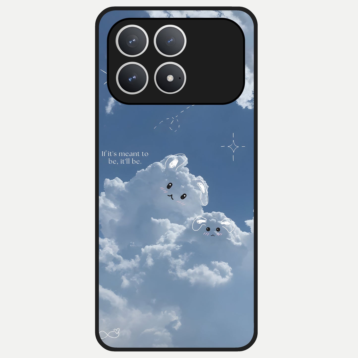  Cloud Bunny Dreams Glass Case For Poco F8 Pro back cover – full design glossy printed glass finish