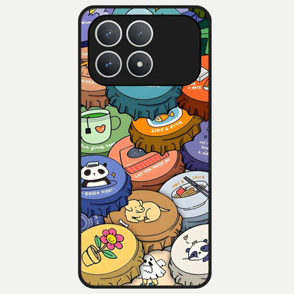  Coins Patterns Glass Case For Poco F8 Pro back cover – full design glossy printed glass finish