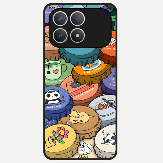  Coins Patterns Glass Case For Poco F8 Pro back cover – full design glossy printed glass finish
