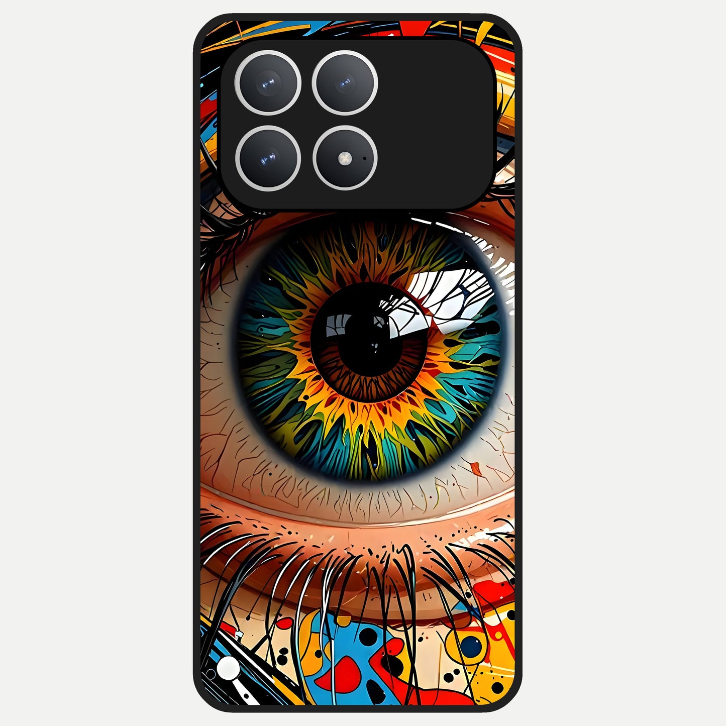  Colorful Eye Glass Case For Poco F8 Pro back cover – full design glossy printed glass finish