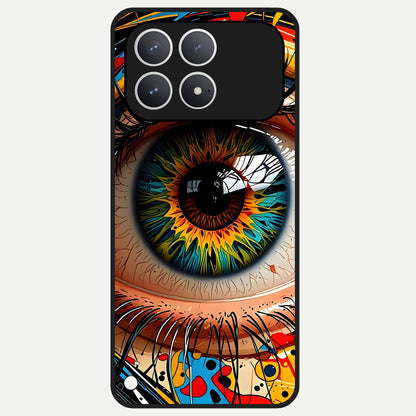  Colorful Eye Glass Case For Poco F8 Pro back cover – full design glossy printed glass finish