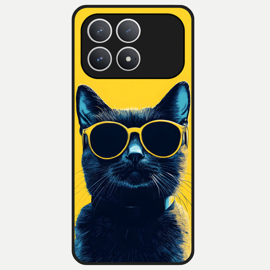  Cool Cat Vibes Glass Case For Poco F8 Pro back cover – full design glossy printed glass finish