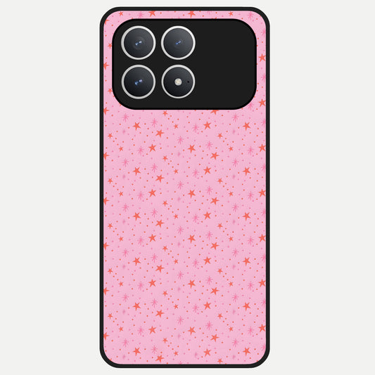  Cosmic Pink Sparkle Glass Case For Poco F8 Pro back cover – full design glossy printed glass finish