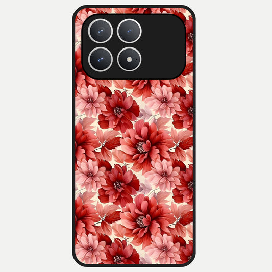  Crimson Love Petals Glass Case For Poco F8 Pro back cover – full design glossy printed glass finish