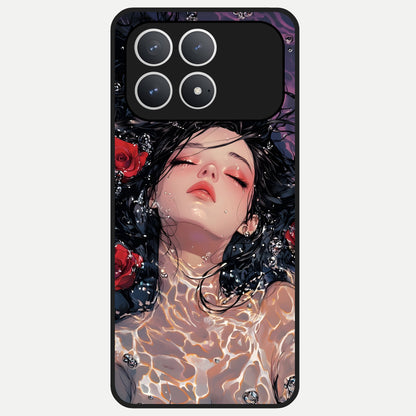  Crimson Rose Serenity Glass Case For Poco F8 Pro back cover – full design glossy printed glass finish