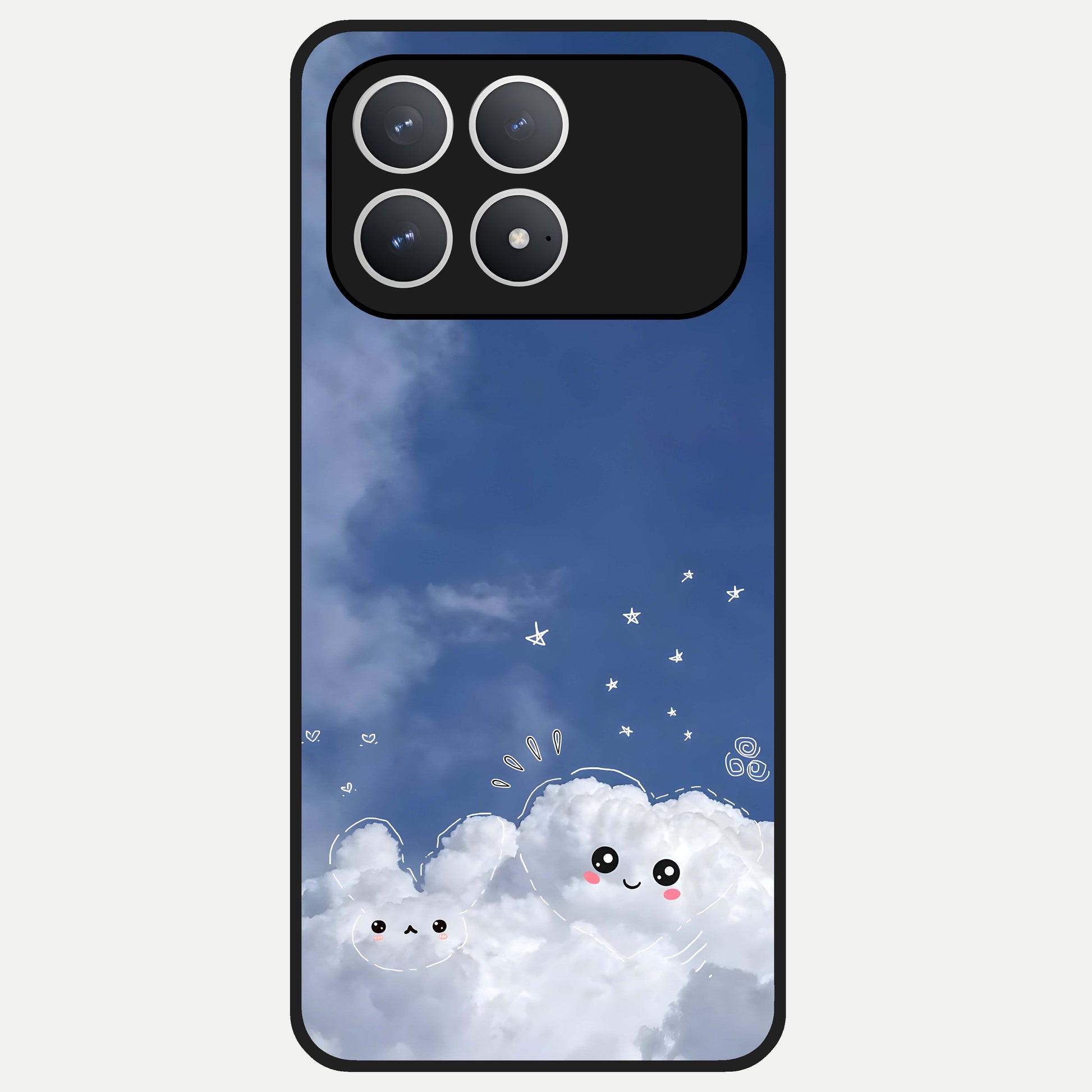  Cute Blossom Cloud Glass Case For Poco F8 Pro back cover – full design glossy printed glass finish