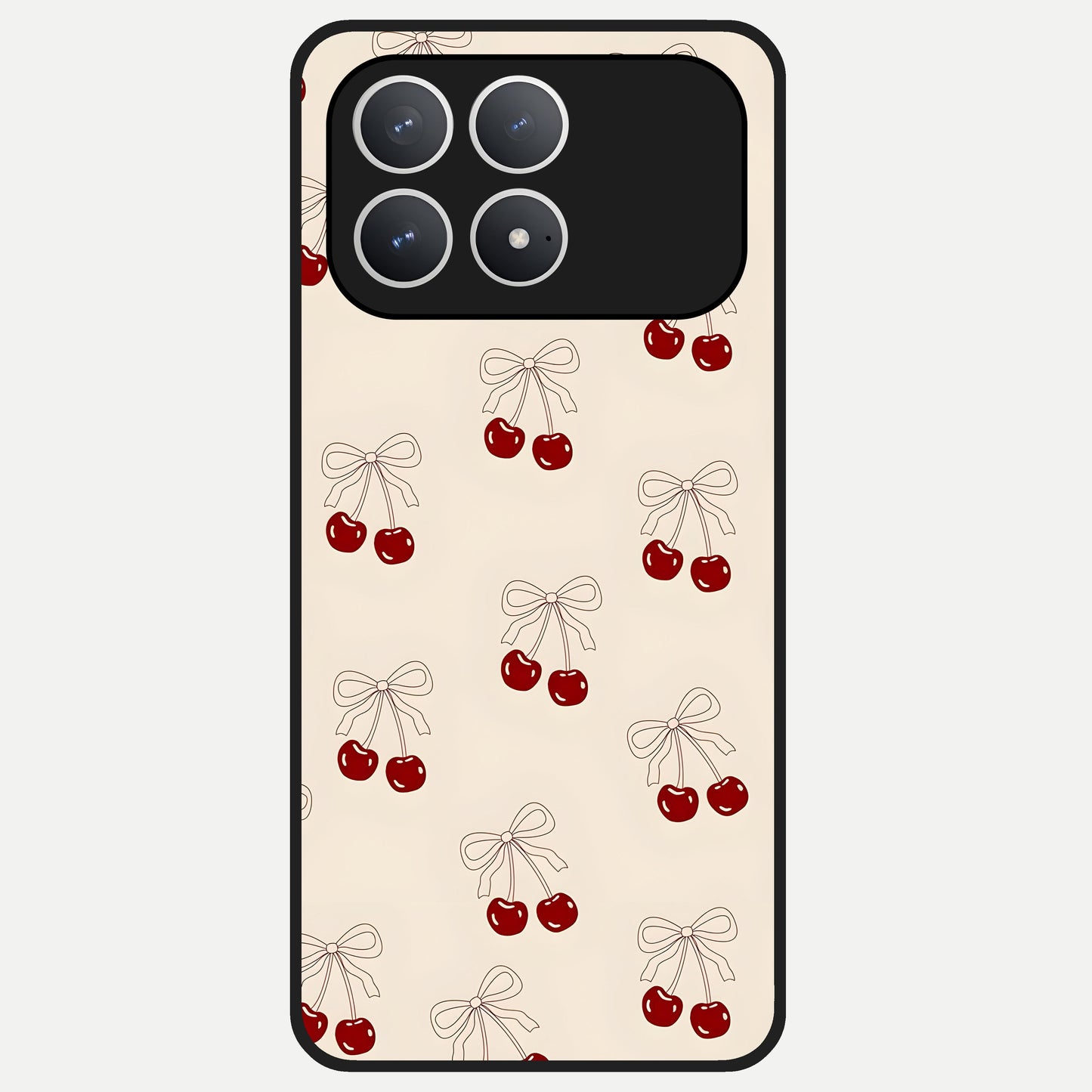  Cute Cherry Pattern Glass Case For Poco F8 Pro back cover – full design glossy printed glass finish