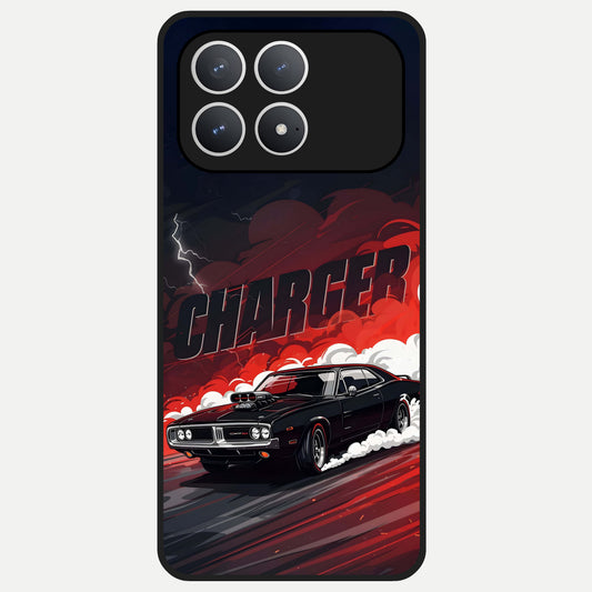  Dark Charger Fury Glass Case For Poco F8 Pro back cover – full design glossy printed glass finish