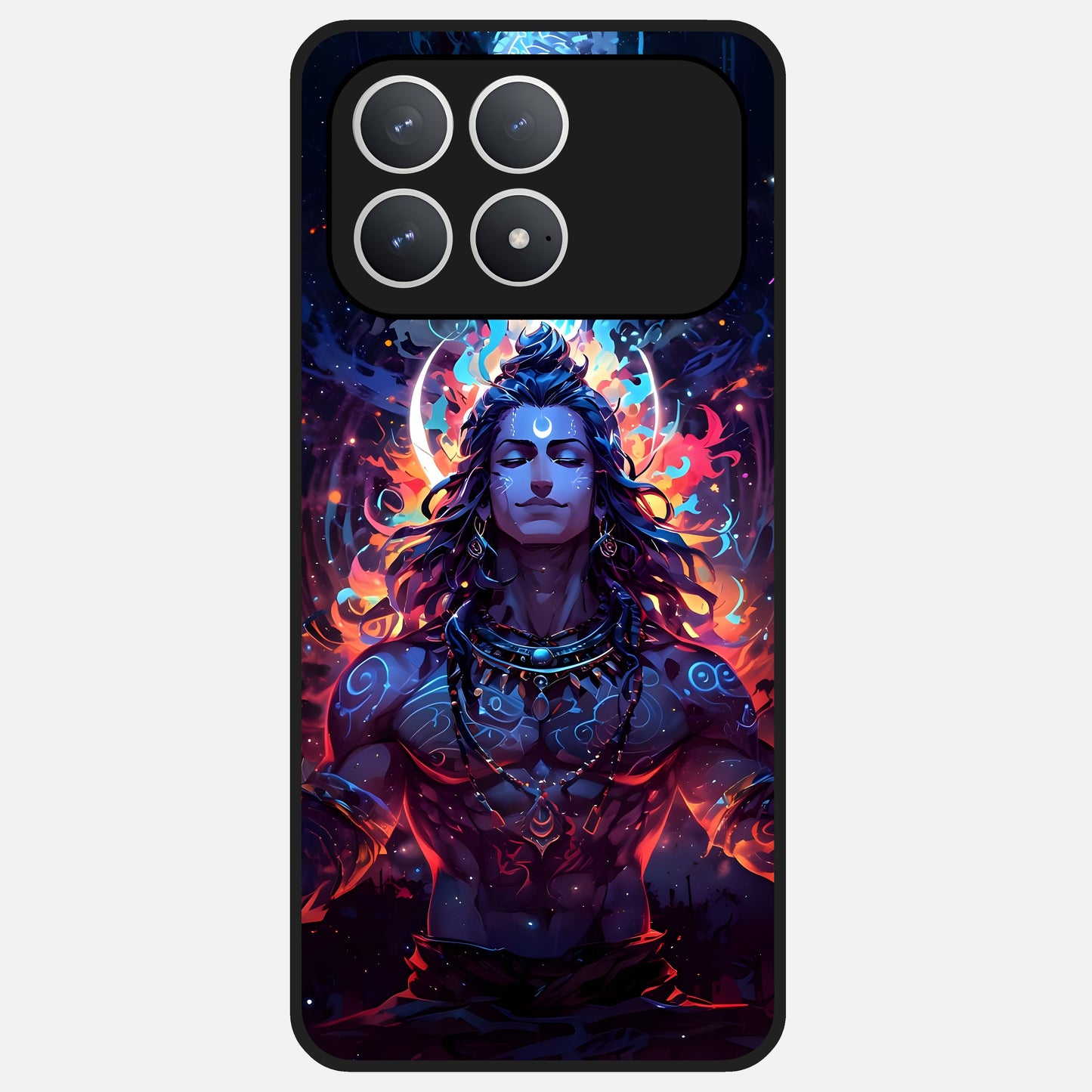  Divine Fire Shiv Glass Case For Poco F8 Pro back cover – full design glossy printed glass finish