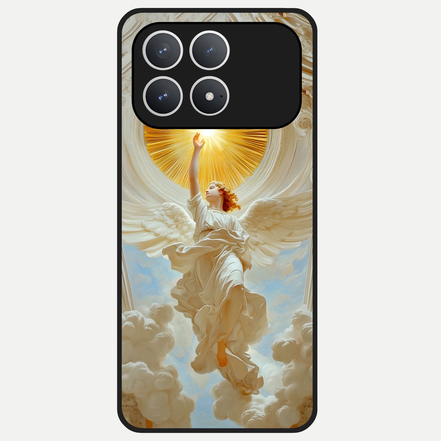  Divine Light Angel Glass Case For Poco F8 Pro back cover – full design glossy printed glass finish