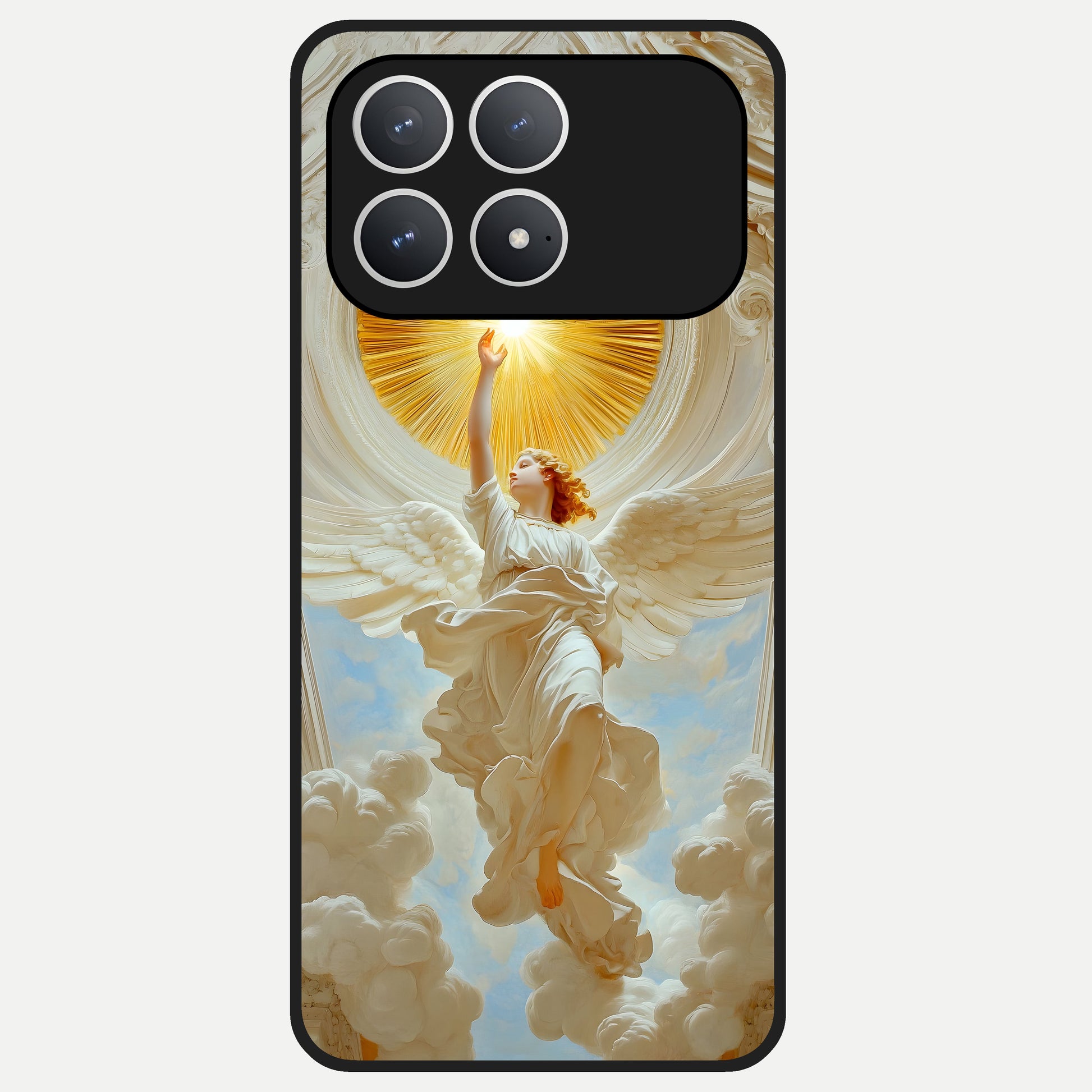  Divine Light Angel Glass Case For Poco F8 Pro back cover – full design glossy printed glass finish