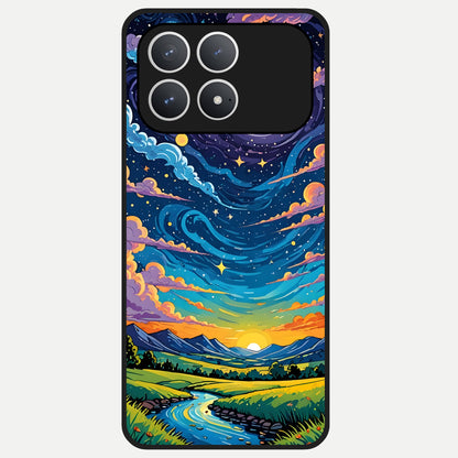  Dreamy Night Landscape Glass Case For Poco F8 Pro back cover – full design glossy printed glass finish