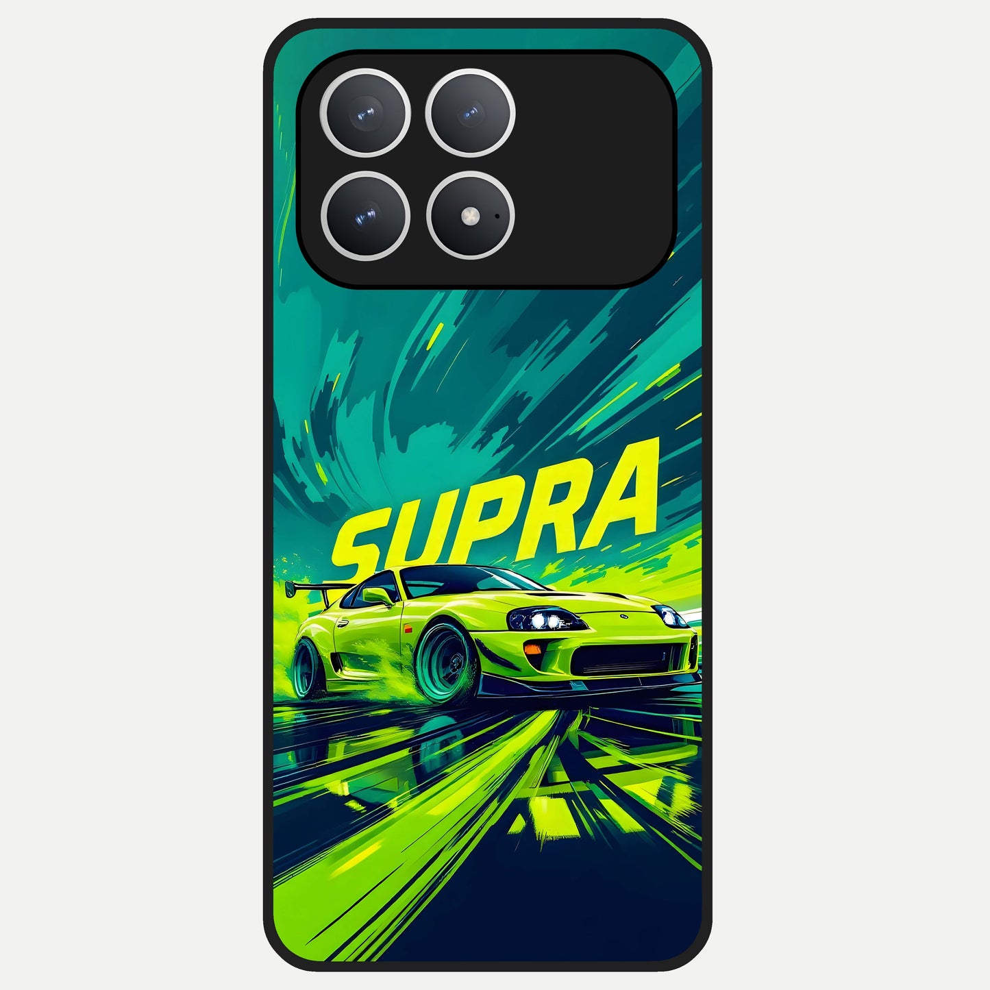  Electric Supra Thunder Glass Case For Poco F8 Pro back cover – full design glossy printed glass finish