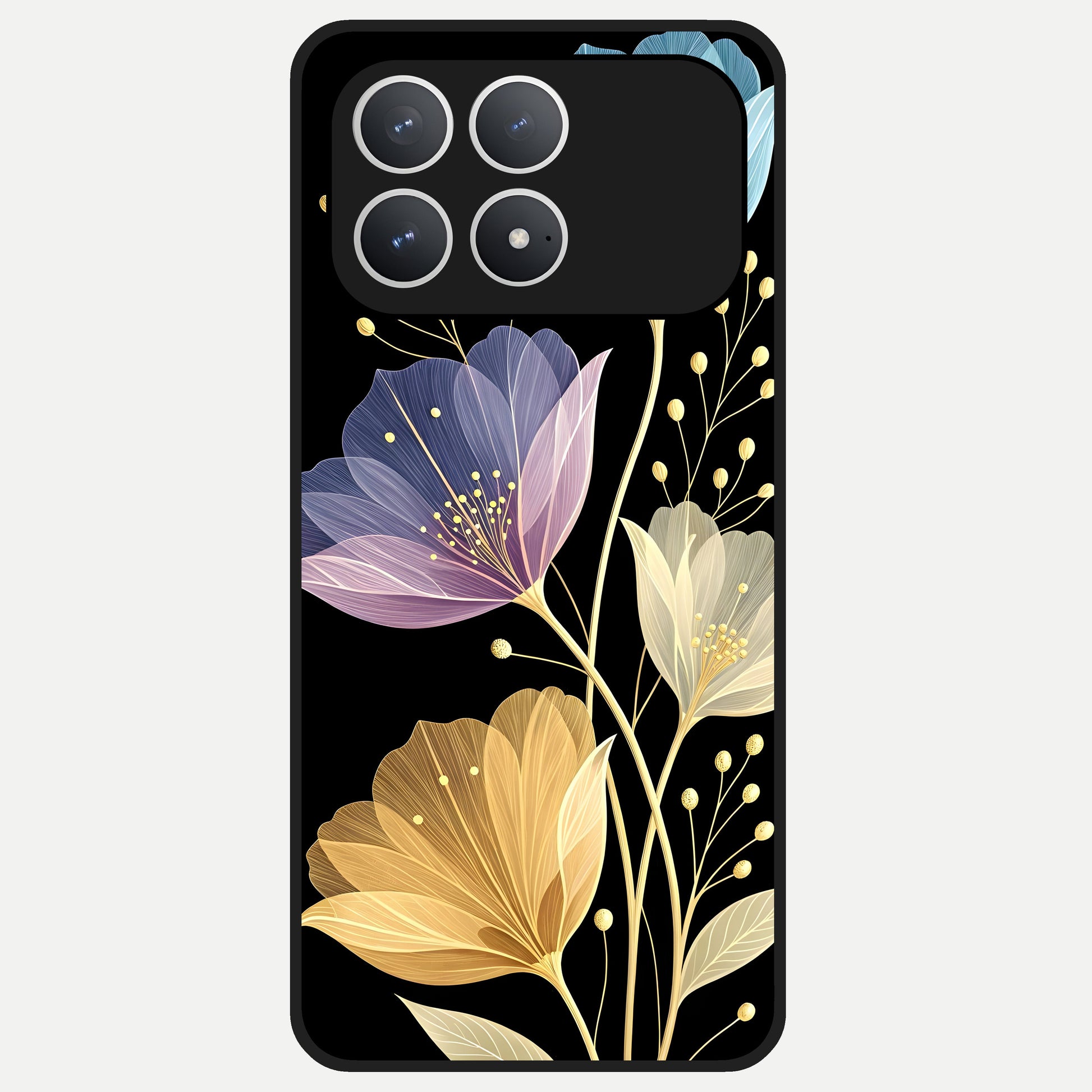  Flower Bloom Glow Glass Case For Poco F8 Pro back cover – full design glossy printed glass finish
