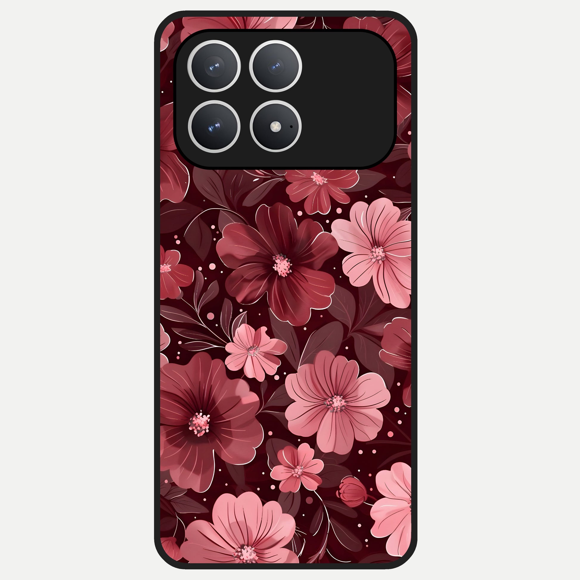  Flower Blush Bloom Glass Case For Poco F8 Pro back cover – full design glossy printed glass finish