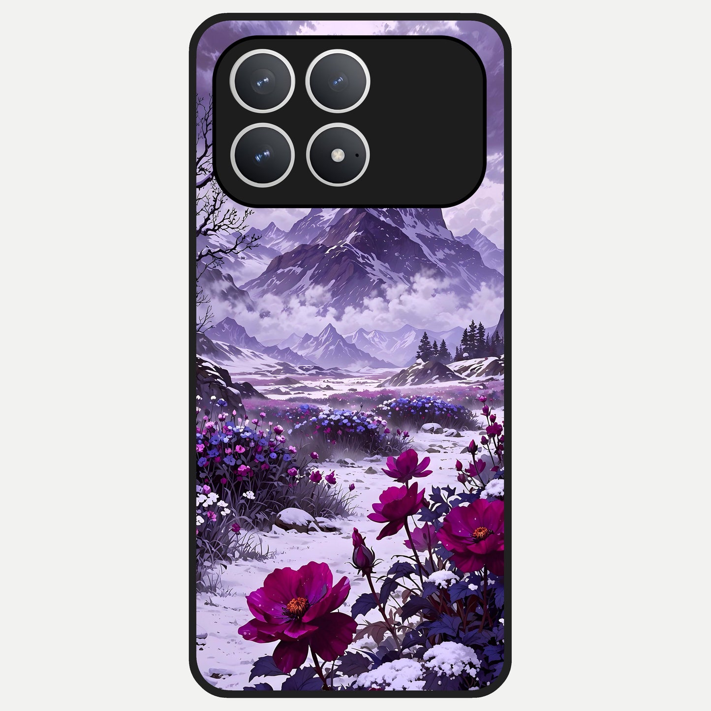  Flower Mountain View Glass Case For Poco F8 Pro back cover – full design glossy printed glass finish