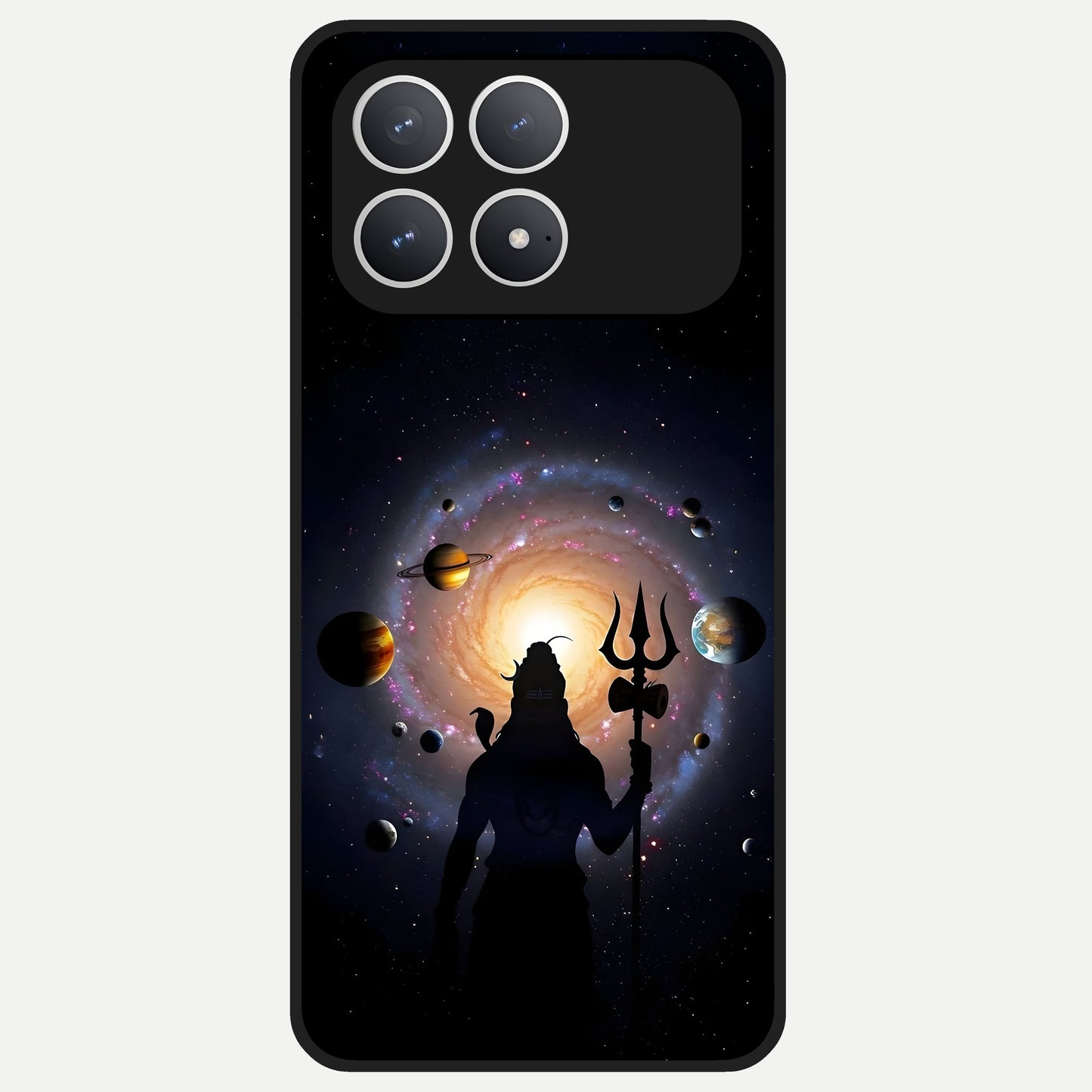  Galactic Shiva Vision Glass Case For Poco F8 Pro back cover – full design glossy printed glass finish