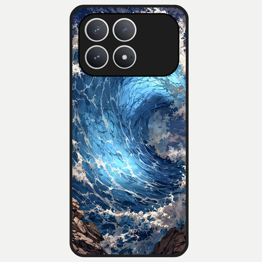  Giant Ocean Wave Glass Case For Poco F8 Pro back cover – full design glossy printed glass finish