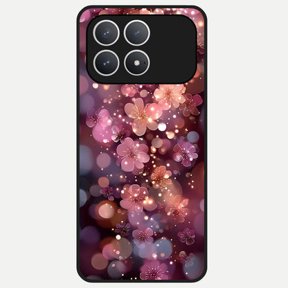  Glowing Petal Bliss Glass Case For Poco F8 Pro back cover – full design glossy printed glass finish
