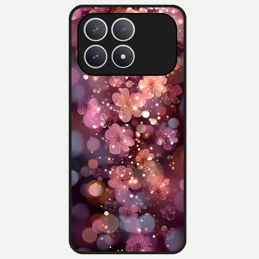  Glowing Petal Bliss Glass Case For Poco F8 Pro back cover – full design glossy printed glass finish