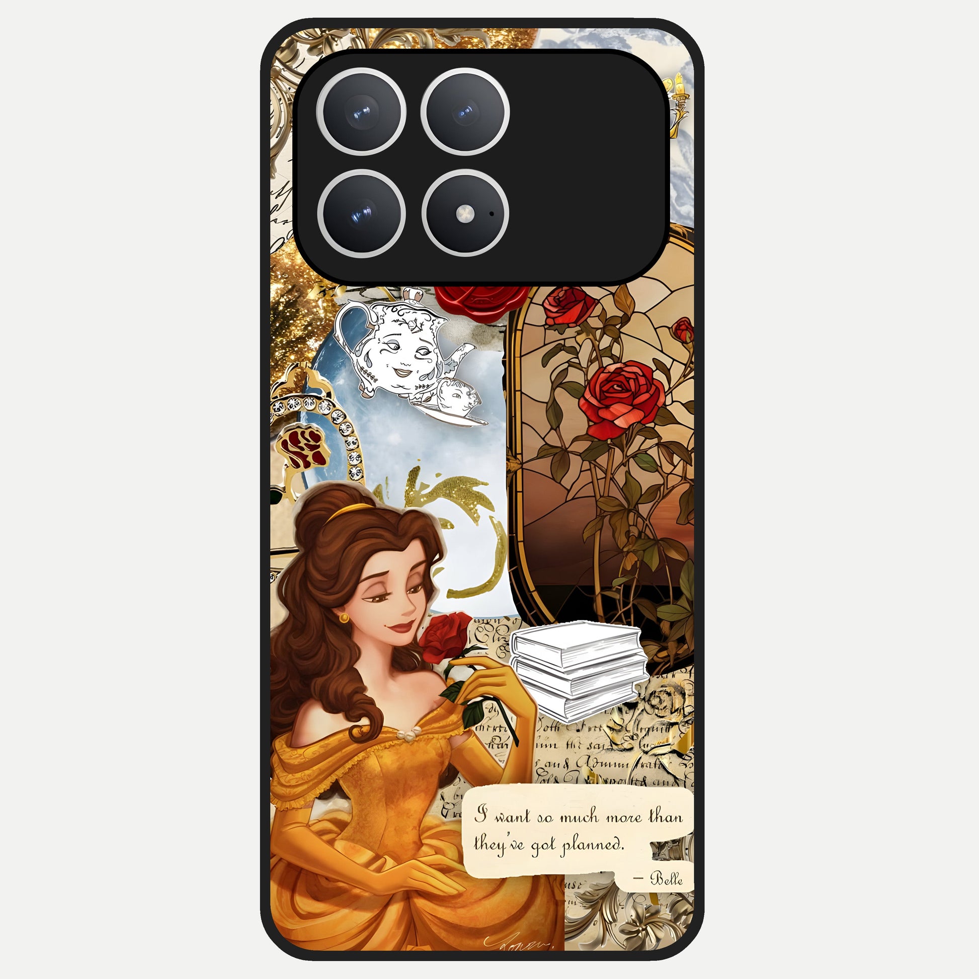  Golden Dream Belle Glass Case For Poco F8 Pro back cover – full design glossy printed glass finish
