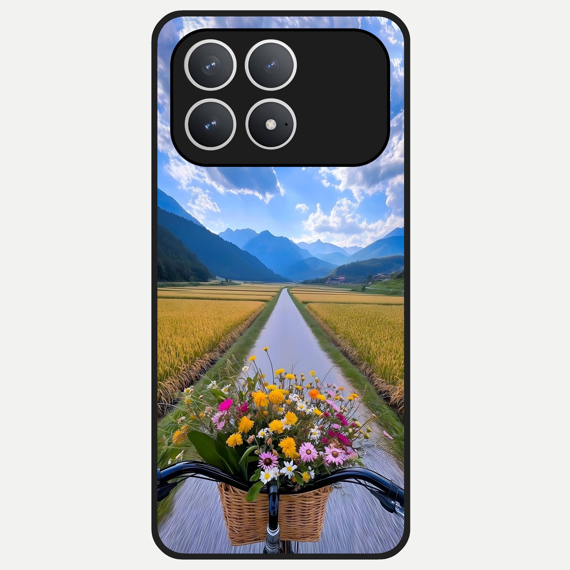  Golden Field Journey Glass Case For Poco F8 Pro back cover – full design glossy printed glass finish