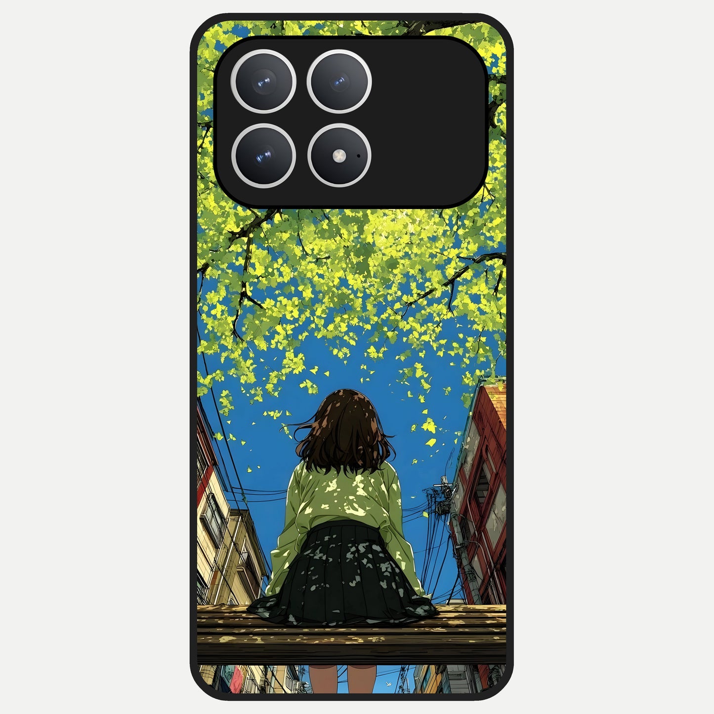  Golden Leaves Glow Glass Case For Poco F8 Pro back cover – full design glossy printed glass finish
