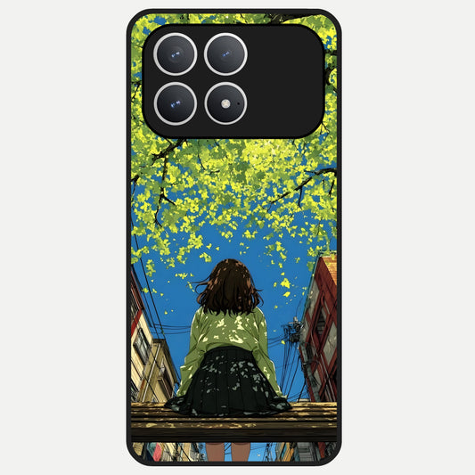  Golden Leaves Glow Glass Case For Poco F8 Pro back cover – full design glossy printed glass finish