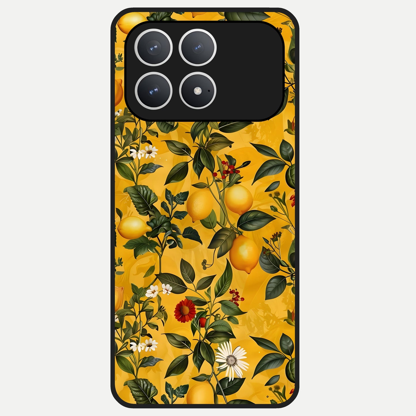  Golden Lemon Field Glass Case For Poco F8 Pro back cover – full design glossy printed glass finish