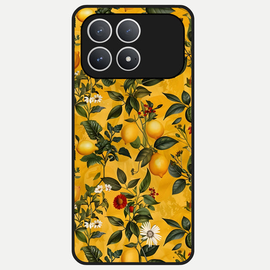  Golden Lemon Field Glass Case For Poco F8 Pro back cover – full design glossy printed glass finish