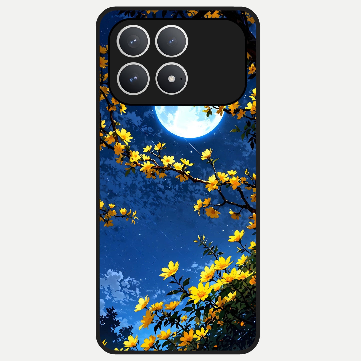  Golden Night Glow Glass Case For Poco F8 Pro back cover – full design glossy printed glass finish