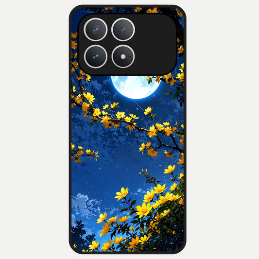  Golden Night Glow Glass Case For Poco F8 Pro back cover – full design glossy printed glass finish