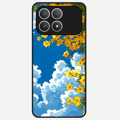  Golden Petal Sky Glass Case For Poco F8 Pro back cover – full design glossy printed glass finish