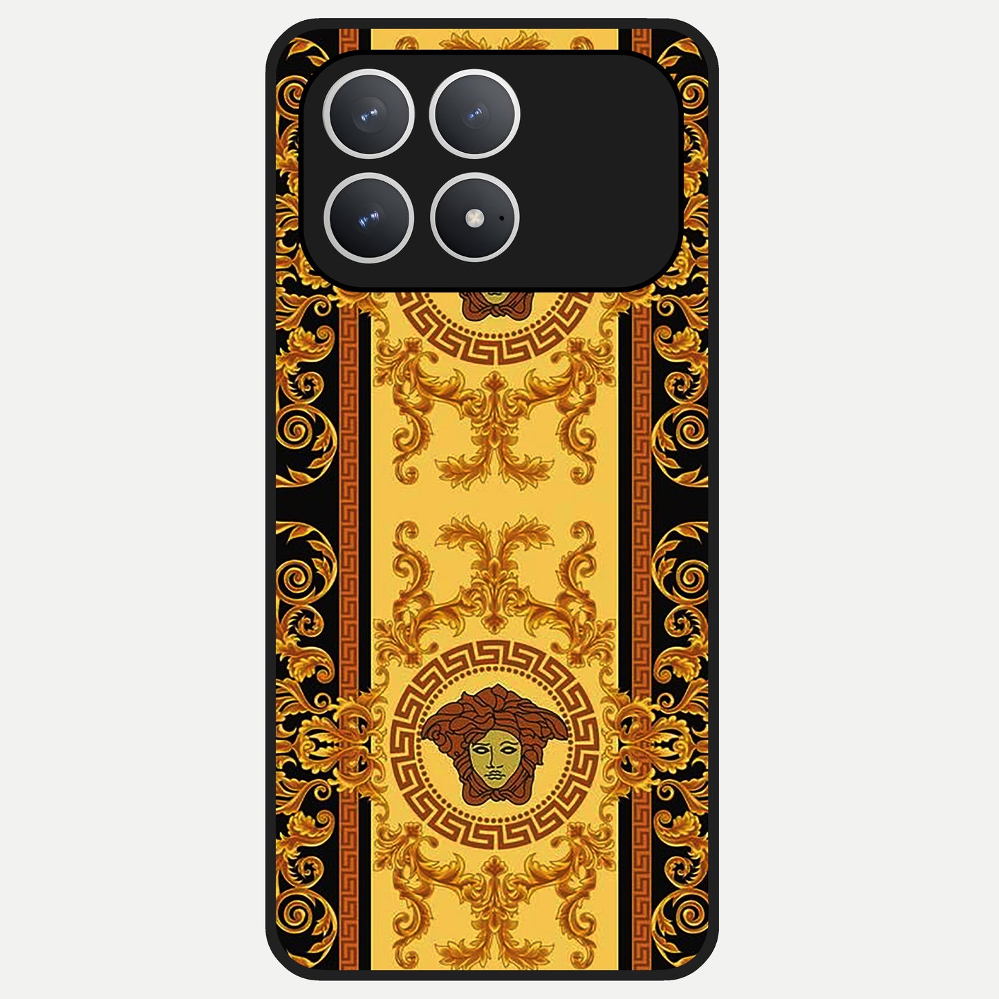  Golden Royal Heritage Glass Case For Poco F8 Pro back cover – full design glossy printed glass finish