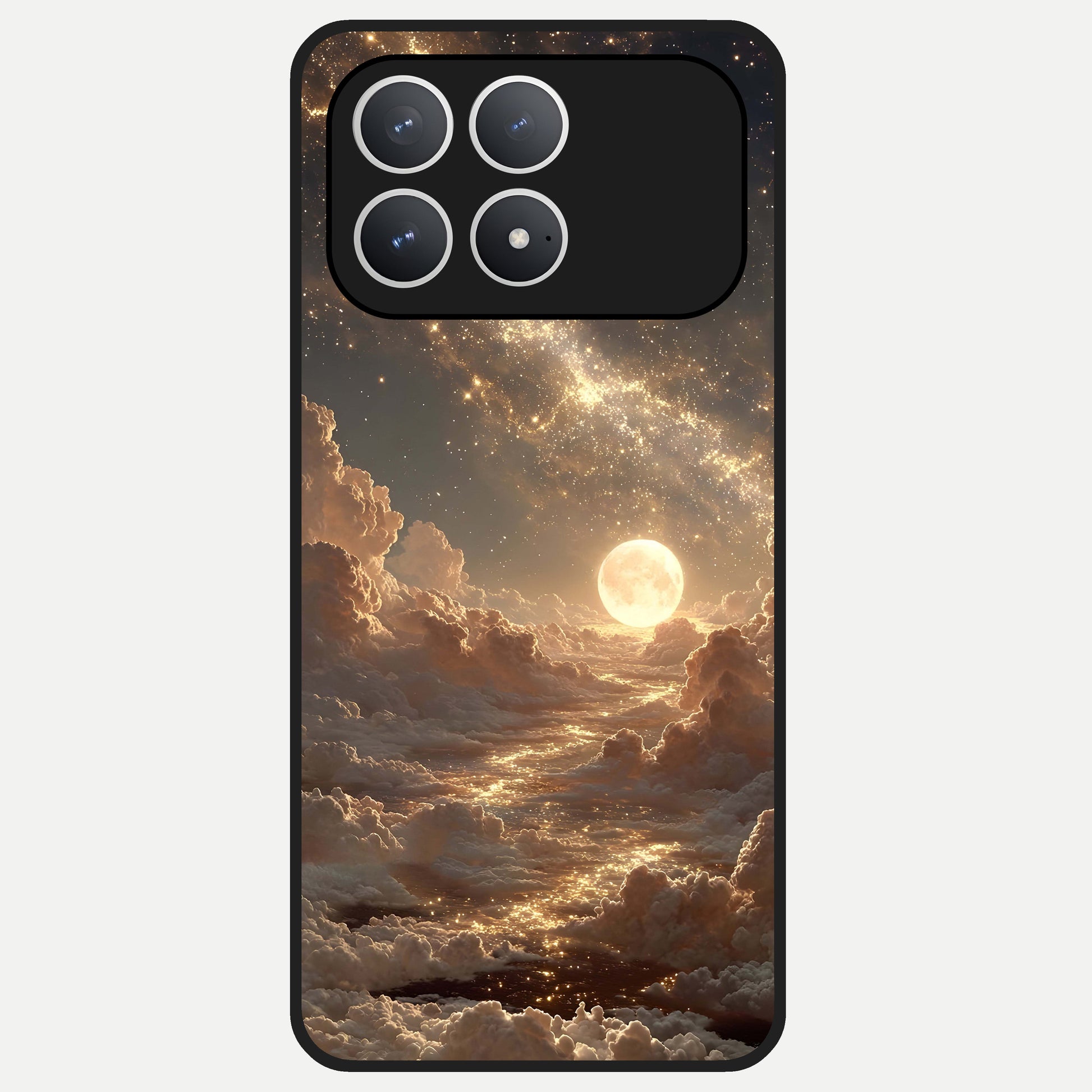  Golden Sky Dream Glass Case For Poco F8 Pro back cover – full design glossy printed glass finish