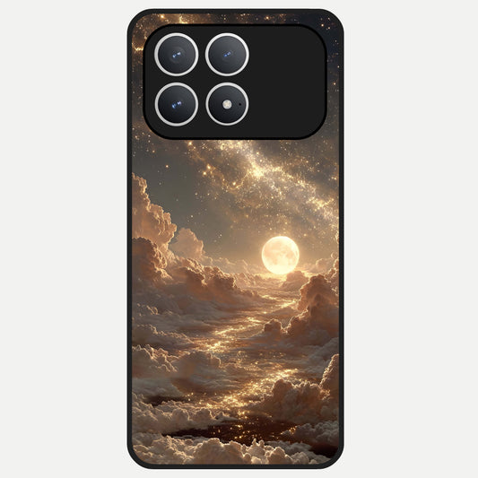  Golden Sky Dream Glass Case For Poco F8 Pro back cover – full design glossy printed glass finish