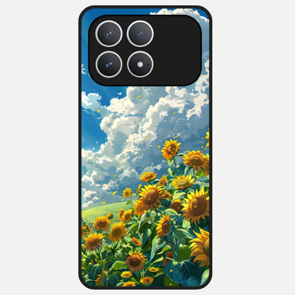  Golden Sun Glory Glass Case For Poco F8 Pro back cover – full design glossy printed glass finish