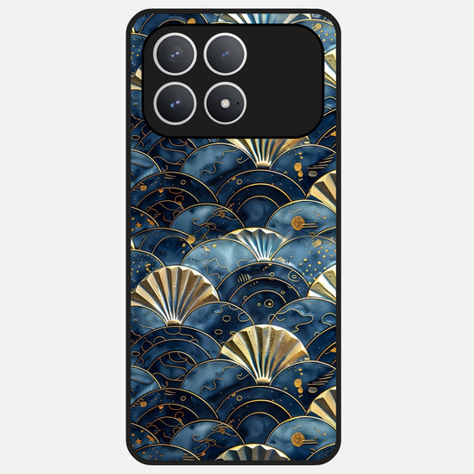 Golden Wave Luxe Glass Case For Poco F8 Pro back cover – full design glossy printed glass finish